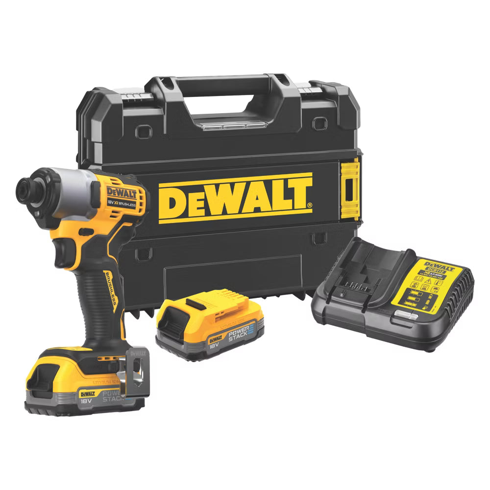 DEWALT DCF840E2T-GB 18V 2 x 1.7Ah Li-Ion PowerStack Brushless Cordless Impact Driver