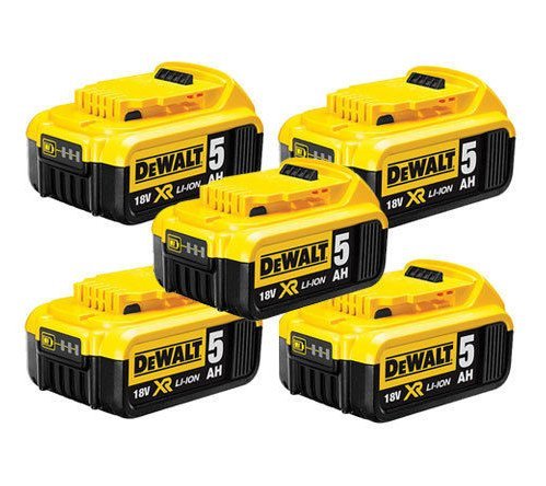 Dewalt DCB184-XJ XR Lithium-Ion Battery, 5Ah, 18V, Pack of 5