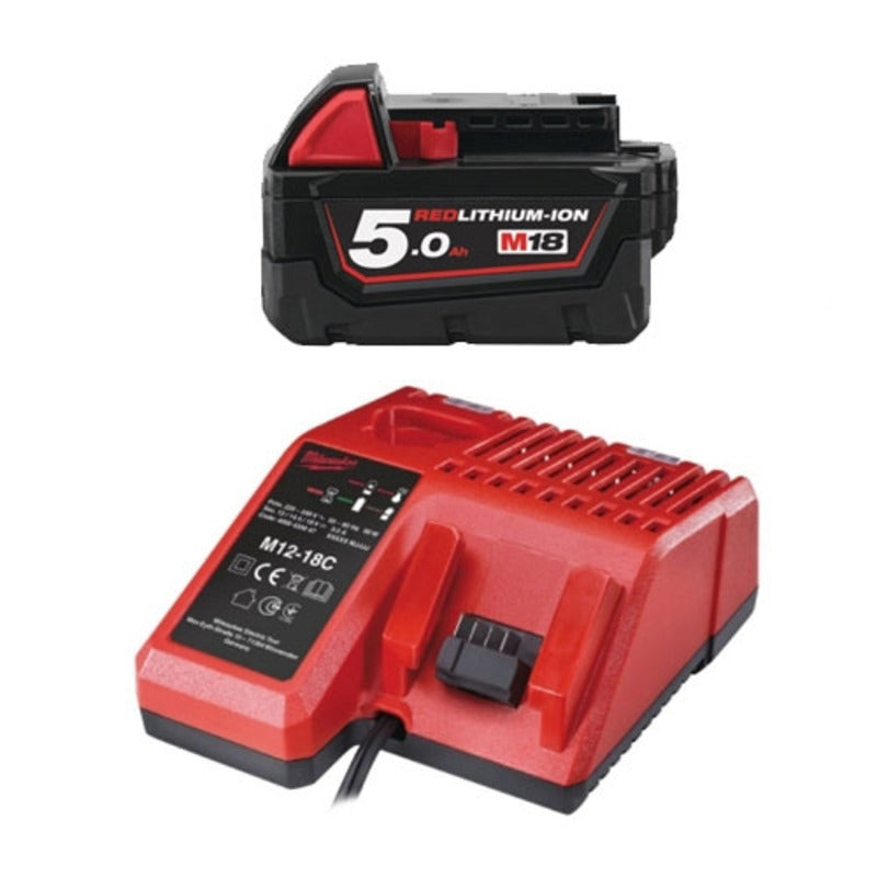 Milwaukee M18B5/M12-18 5.0Ah RedLithium-Ion Battery & Charger Bundle
